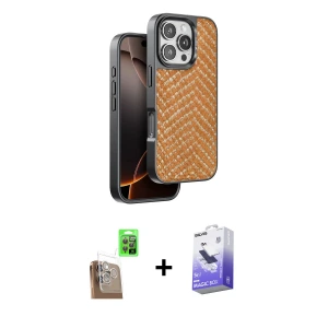 ieg™ iPhone 16 Pro Max Kılıf Vadi Özel Seri - Siyah Bilvis 5in1 5D Magic Hayalet Cam Ekran Koruyucu + Raze Metal Kamera Lens - CLTM