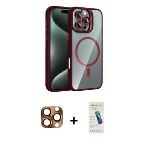 ieg™ iPhone 16 Pro Max Kılıf Yadigar Asil Koleksiyonu - Şeffaf Pasifik Cam Ekran Koruyucu + Pers Alüminyum Kamera Lens - CLTM