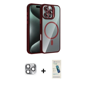 ieg™ iPhone 16 Pro Max Kılıf Yadigar Asil Koleksiyonu - Şeffaf Pasifik Cam Ekran Koruyucu + Pers Alüminyum Kamera Lens - GI