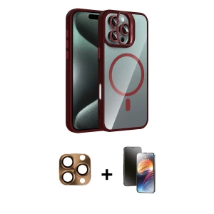 ieg™ iPhone 16 Pro Max Kılıf Yadigar Asil Koleksiyonu - Siyah 3D Antistatik Mat Seramik Nano Ekran Koruyucu + Pers Alüminyum Kamera Lens - CLTM