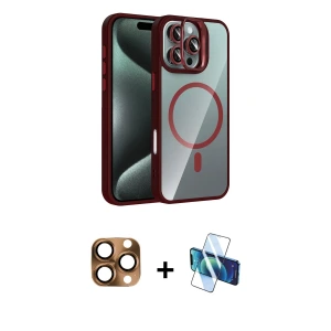 ieg™ iPhone 16 Pro Max Kılıf Yadigar Asil Koleksiyonu - Siyah 3D Antistatik Seramik Nano Ekran Koruyucu + Pers Alüminyum Kamera Lens - CLTM