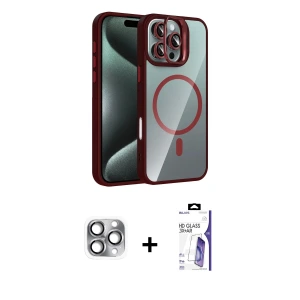 ieg™ iPhone 16 Pro Max Kılıf Yadigar Asil Koleksiyonu - Siyah Bilvis 3X AR HD Cam Ekran Koruyucu + Pers Alüminyum Kamera Lens - GI