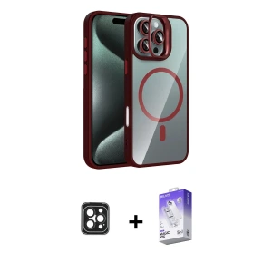 ieg™ iPhone 16 Pro Max Kılıf Yadigar Asil Koleksiyonu - Siyah Bilvis 5in1 3D Magic Cam Ekran Koruyucu + PVD Metal Kamera Lens - SH