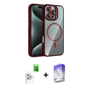 ieg™ iPhone 16 Pro Max Kılıf Yadigar Asil Koleksiyonu - Siyah Bilvis 5in1 3D Magic Cam Ekran Koruyucu + Raze Metal Kamera Lens - BZ