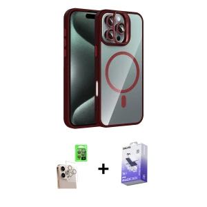 ieg™ iPhone 16 Pro Max Kılıf Yadigar Asil Koleksiyonu - Siyah Bilvis 5in1 5D Magic Hayalet Cam Ekran Koruyucu + Raze Metal Kamera Lens - NLGY