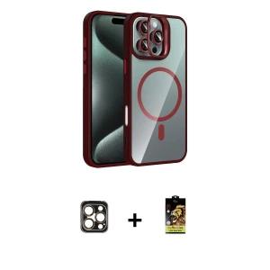 ieg™ iPhone 16 Pro Max Kılıf Yadigar Asil Koleksiyonu - Siyah Buffer Cam Ekran Koruyucu + PVD Metal Kamera Lens - GD