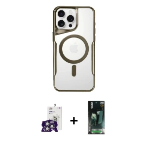 ieg™ iPhone 16 Pro Max Kılıf Yadigar Klasik Özel Seri - Siyah 360 Mat Full Body Arka Koruyucu + Bilvis Titan Kamera Lens - GS