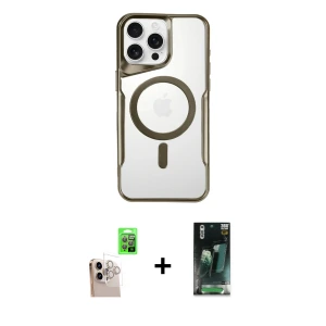 ieg™ iPhone 16 Pro Max Kılıf Yadigar Klasik Özel Seri - Siyah 360 Mat Full Body Arka Koruyucu + Raze Metal Kamera Lens - NLGY