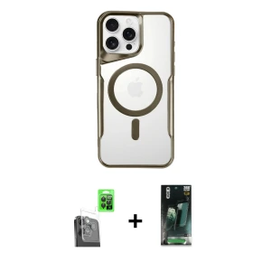 ieg™ iPhone 16 Pro Max Kılıf Yadigar Klasik Özel Seri - Siyah 360 Mat Full Body Arka Koruyucu + Raze Metal Kamera Lens - SH