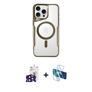 ieg™ iPhone 16 Pro Max Kılıf Yadigar Klasik Özel Seri - Siyah 3D Antistatik Seramik Nano Ekran Koruyucu + Bilvis Titan Kamera Lens - SH