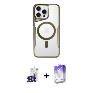 ieg™ iPhone 16 Pro Max Kılıf Yadigar Klasik Özel Seri - Siyah Bilvis 5in1 3D Magic Cam Ekran Koruyucu + Bilvis Titan Kamera Lens - TMGI