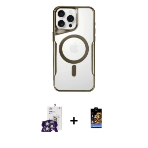 ieg™ iPhone 16 Pro Max Kılıf Yadigar Klasik Özel Seri - Siyah Buffer Hayalet Cam Ekran Koruyucu + Bilvis Titan Kamera Lens - GS