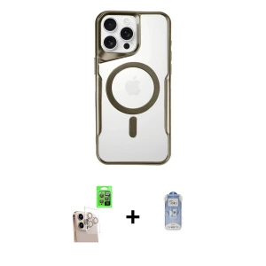 ieg™ iPhone 16 Pro Max Kılıf Yadigar Klasik Özel Seri - Siyah Joko Magic 5D Cam + Raze Metal Kamera Lens - NLGY