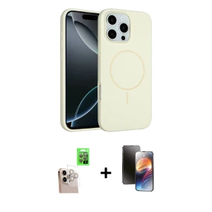 ieg™ iPhone 16 Pro Max Kılıf Yankı Form Serisi - Siyah 3D Antistatik Mat Seramik Nano Ekran Koruyucu + Raze Metal Kamera Lens - NLGY