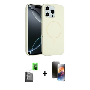 ieg™ iPhone 16 Pro Max Kılıf Yankı Form Serisi - Siyah 3D Antistatik Mat Seramik Nano Ekran Koruyucu + Raze Metal Kamera Lens - SH