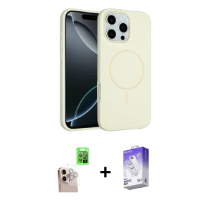 ieg™ iPhone 16 Pro Max Kılıf Yankı Form Serisi - Siyah Bilvis 5in1 3D Magic Cam Ekran Koruyucu + Raze Metal Kamera Lens - NLGY