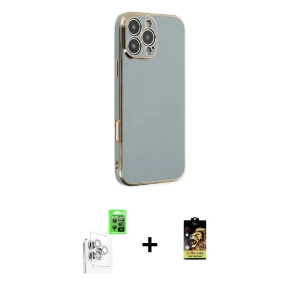 ieg™ iPhone 16 Pro Max Kılıf Yankı Serisi - Siyah Buffer Cam Ekran Koruyucu + Raze Metal Kamera Lens - BZ