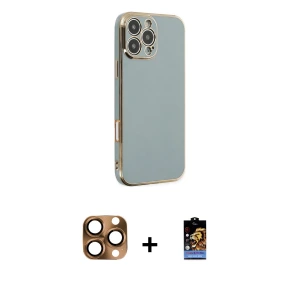 ieg™ iPhone 16 Pro Max Kılıf Yankı Serisi - Siyah Buffer Hayalet Cam Ekran Koruyucu + Pers Alüminyum Kamera Lens - CLTM