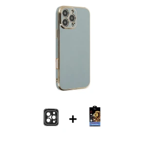 ieg™ iPhone 16 Pro Max Kılıf Yankı Serisi - Siyah Buffer Hayalet Cam Ekran Koruyucu + PVD Metal Kamera Lens - SH