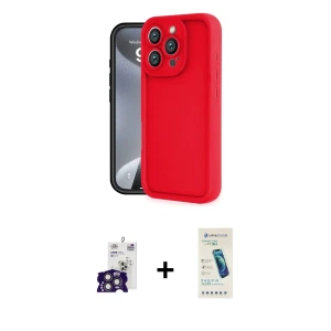 ieg™ iPhone 16 Pro Max Kılıf Yankı Yansıma Özel Seri - Şeffaf Pasifik Cam Ekran Koruyucu + Bilvis Titan Kamera Lens - TMGI
