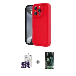 ieg™ iPhone 16 Pro Max Kılıf Yankı Yansıma Özel Seri - Siyah 360 Mat Full Body Arka Koruyucu + Bilvis Titan Kamera Lens - GS