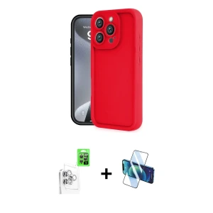 ieg™ iPhone 16 Pro Max Kılıf Yankı Yansıma Özel Seri - Siyah 3D Antistatik Seramik Nano Ekran Koruyucu + Raze Metal Kamera Lens - BZ