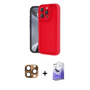 ieg™ iPhone 16 Pro Max Kılıf Yankı Yansıma Özel Seri - Siyah Bilvis 5in1 5D Magic Hayalet Cam Ekran Koruyucu + Pers Alüminyum Kamera Lens - CLTM