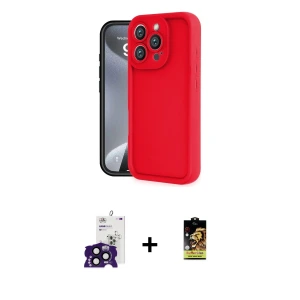 ieg™ iPhone 16 Pro Max Kılıf Yankı Yansıma Özel Seri - Siyah Buffer Cam Ekran Koruyucu + Bilvis Titan Kamera Lens - SH