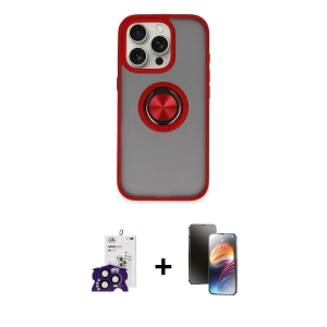 ieg™ iPhone 16 Pro Max Kılıf Yörünge Çizgi - Siyah 3D Antistatik Mat Seramik Nano Ekran Koruyucu + Bilvis Titan Kamera Lens - SH