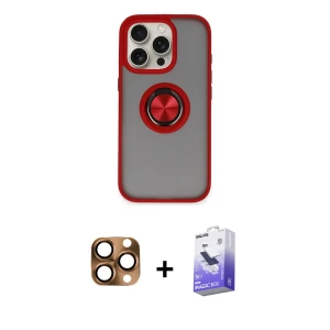ieg™ iPhone 16 Pro Max Kılıf Yörünge Çizgi - Siyah Bilvis 5in1 5D Magic Hayalet Cam Ekran Koruyucu + Pers Alüminyum Kamera Lens - CLTM