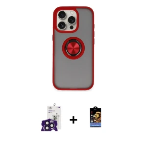 ieg™ iPhone 16 Pro Max Kılıf Yörünge Çizgi - Siyah Buffer Hayalet Cam Ekran Koruyucu + Bilvis Titan Kamera Lens - SH