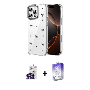 ieg™ iPhone 16 Pro Max Kılıf Yörünge Form - Siyah Bilvis 5in1 3D Magic Cam Ekran Koruyucu + Bilvis Titan Kamera Lens - TMGI