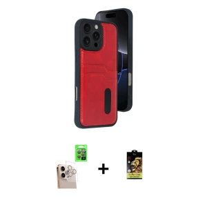 ieg™ iPhone 16 Pro Max Kılıf Yörünge Işık Serisi - Siyah Buffer Cam Ekran Koruyucu + Raze Metal Kamera Lens - NLGY