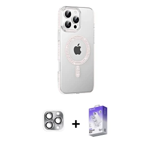 ieg™ iPhone 16 Pro Max Kılıf Yörünge Koleksiyonu - Siyah Bilvis 5in1 3D Magic Cam Ekran Koruyucu + Pers Alüminyum Kamera Lens - GI