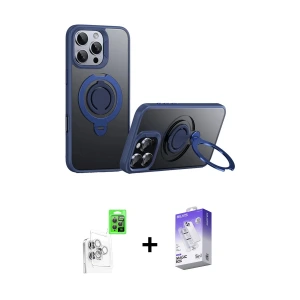 ieg™ iPhone 16 Pro Max Kılıf Zirve Çizgi Prime - Siyah Bilvis 5in1 3D Magic Cam Ekran Koruyucu + Raze Metal Kamera Lens - BZ