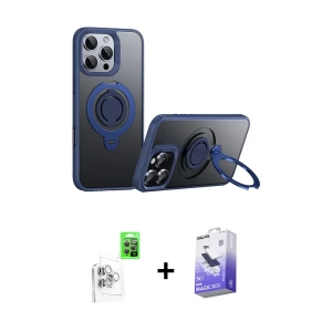 ieg™ iPhone 16 Pro Max Kılıf Zirve Çizgi Prime - Siyah Bilvis 5in1 5D Magic Hayalet Cam Ekran Koruyucu + Raze Metal Kamera Lens - BZ