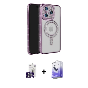 ieg™ iPhone 16 Pro Max Kılıf Zirve Doku Prime - Siyah Bilvis 5in1 5D Magic Hayalet Cam Ekran Koruyucu + Bilvis Titan Kamera Lens - TMGI