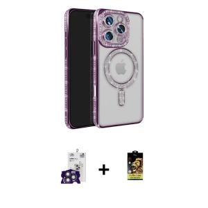 ieg™ iPhone 16 Pro Max Kılıf Zirve Doku Prime - Siyah Buffer Cam Ekran Koruyucu + Bilvis Titan Kamera Lens - TMGI