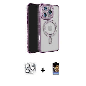 ieg™ iPhone 16 Pro Max Kılıf Zirve Doku Prime - Siyah Buffer Hayalet Cam Ekran Koruyucu + Pers Alüminyum Kamera Lens - GS