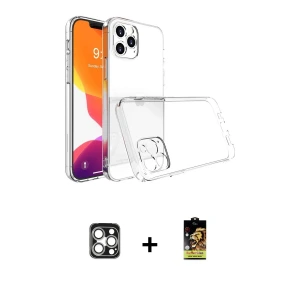 ieg™ iPhone 16 Pro Max Kılıf Zirve Doku - Siyah Buffer Cam Ekran Koruyucu + PVD Metal Kamera Lens - GS
