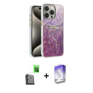 ieg™ iPhone 16 Pro Max Kılıf Zirve Modern Prime - Siyah Bilvis 5in1 3D Magic Cam Ekran Koruyucu + Raze Metal Kamera Lens - SH