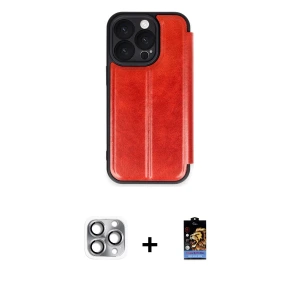 ieg™ iPhone 16 Pro Max Kılıf Zirve Yansıma Serisi - Siyah Buffer Hayalet Cam Ekran Koruyucu + Pers Alüminyum Kamera Lens - GI