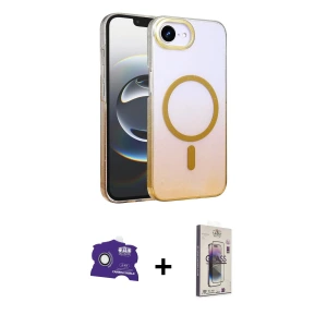 ieg™ iPhone 16E Kılıf Ahenk Doku Özel Seri - Siyah Bilvis 3D Cam Ekran Koruyucu + Bilvis Titan Kamera Lens - BZ