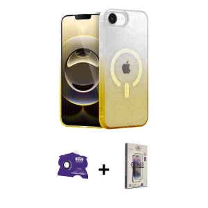 ieg™ iPhone 16E Kılıf Eksen Minimal Özel Seri - Siyah Bilvis 3D Cam Ekran Koruyucu + Bilvis Titan Kamera Lens - RW