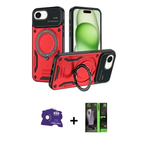 ieg™ iPhone 16E Kılıf Kıvılcım Modern Serisi - Şeffaf 360 Full Body Arka Koruyucu + Bilvis Titan Kamera Lens - RW