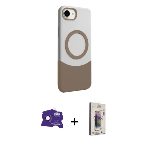 ieg™ iPhone 16E Kılıf Kozmos Form Özel Seri - Siyah Bilvis 3D Cam Ekran Koruyucu + Bilvis Titan Kamera Lens - RW