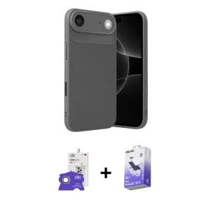 ieg™ iPhone 17 Air Kılıf Eksen Form Prime - Siyah Bilvis 5in1 5D Magic Hayalet Cam Ekran Koruyucu + Bilvis Titan Kamera Lens - GS