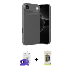 ieg™ iPhone 17 Air Kılıf Eksen Form Prime - Siyah Joko Magic 5D Hayalet Cam + Bilvis Titan Kamera Lens - LT