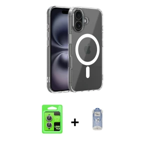 ieg™ iPhone 17 Kılıf Ahenk Minimal Serisi - Siyah Joko Magic 5D Cam + Raze Metal Kamera Lens - AKMR