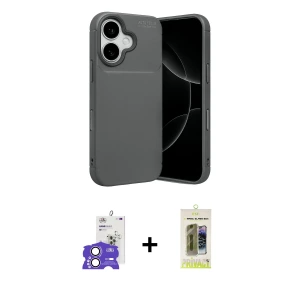 ieg™ iPhone 17 Kılıf Eksen Form Prime - Siyah Joko Magic 5D Hayalet Cam + Bilvis Titan Kamera Lens - LA